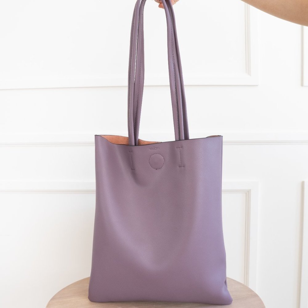 The Ava Genuine Leather Tote Bag Purple - Picture 7 of 11